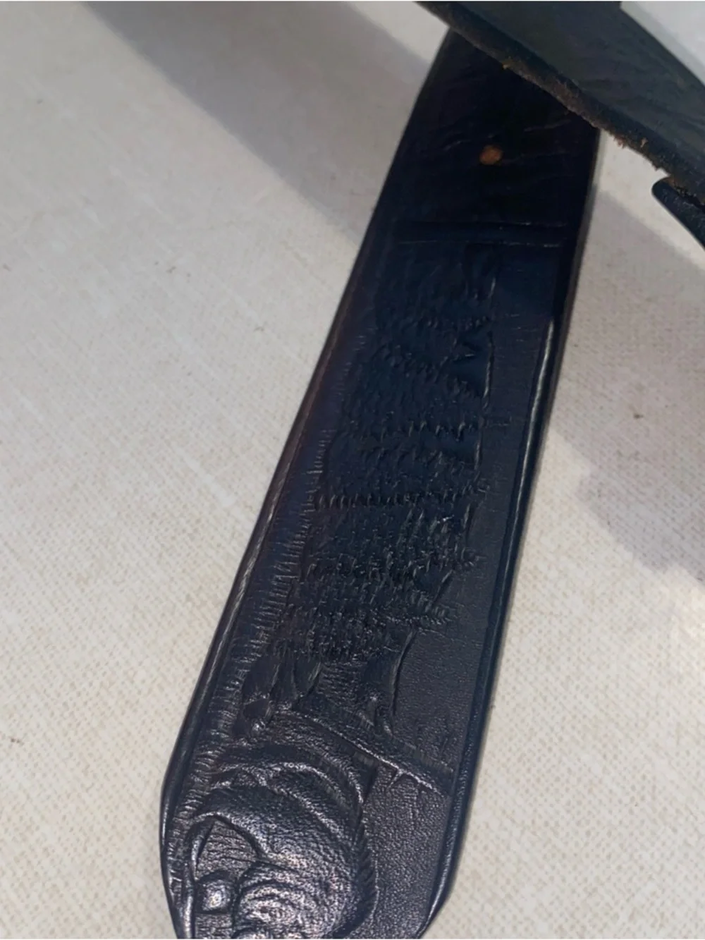 VTG‎ TOOLED Dark Leather Nature Western Belt  Men’s Size 44-46 *SEE Measurements